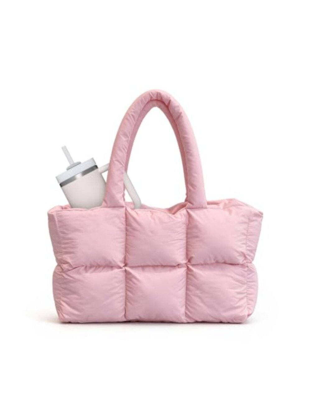 Quilted Puffer Tote Bag Lightweight Shoulder Bag Large Capacity Work Travel Gym